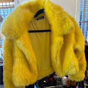 Yellow Faux Fur Jacket